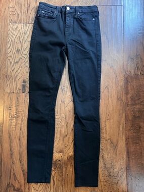 7 For All Mankind Black Skinny Jeans - High Rise Stretch